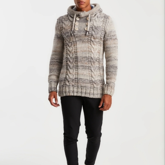 Leif Nelson Chunky Knit Sweater With Hood. - Picture 10 of 12